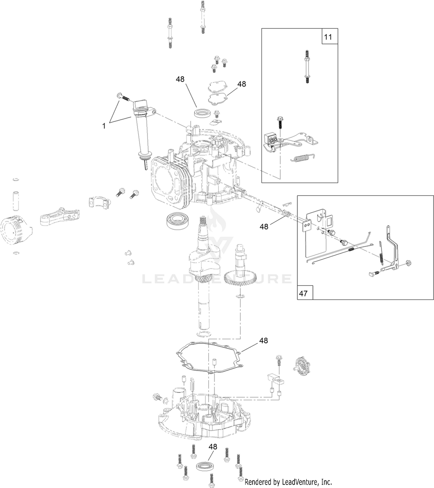 Dipstick, Brake and Governor Arm Assembly