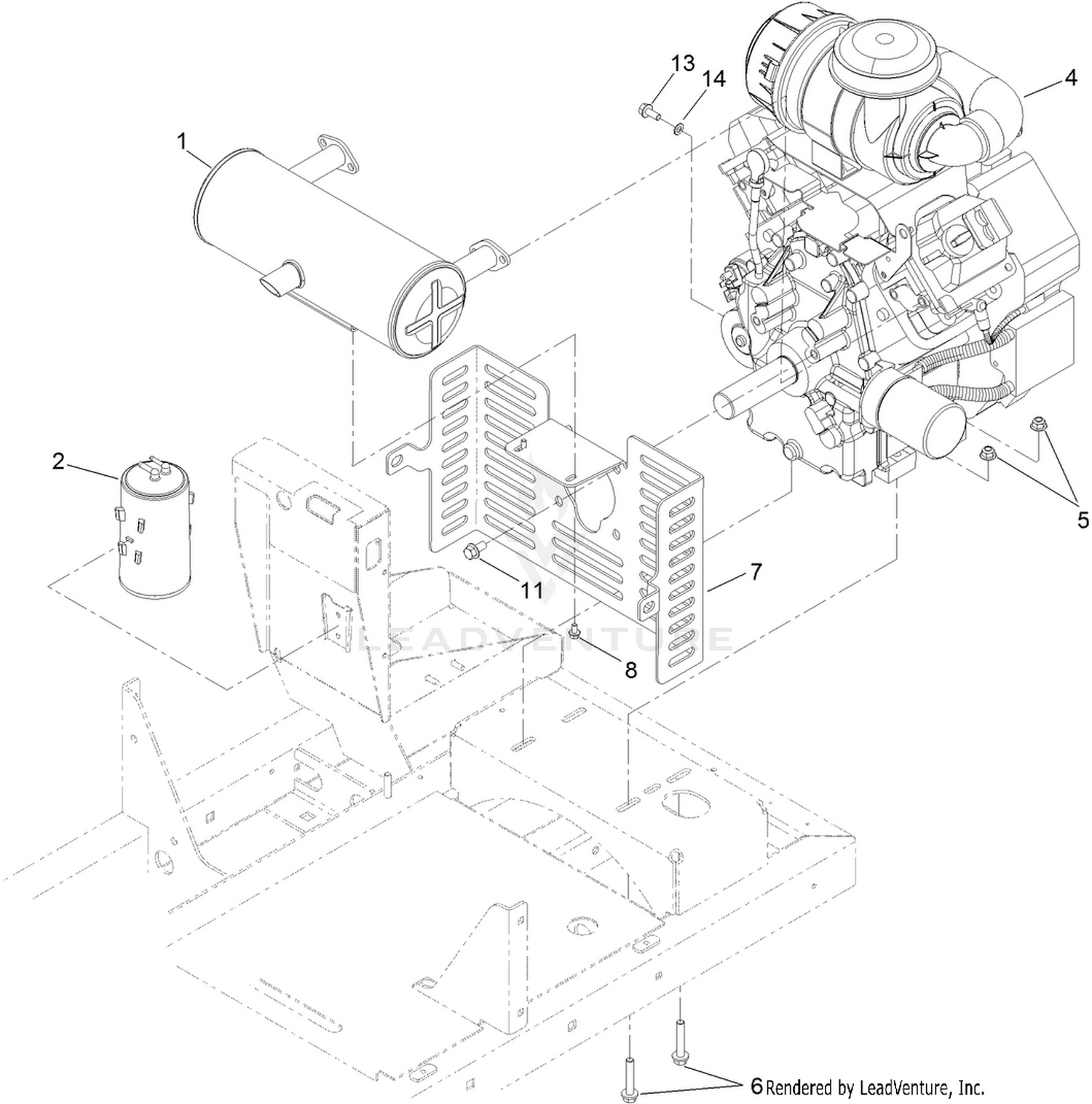 Engine and Muffler Assembly