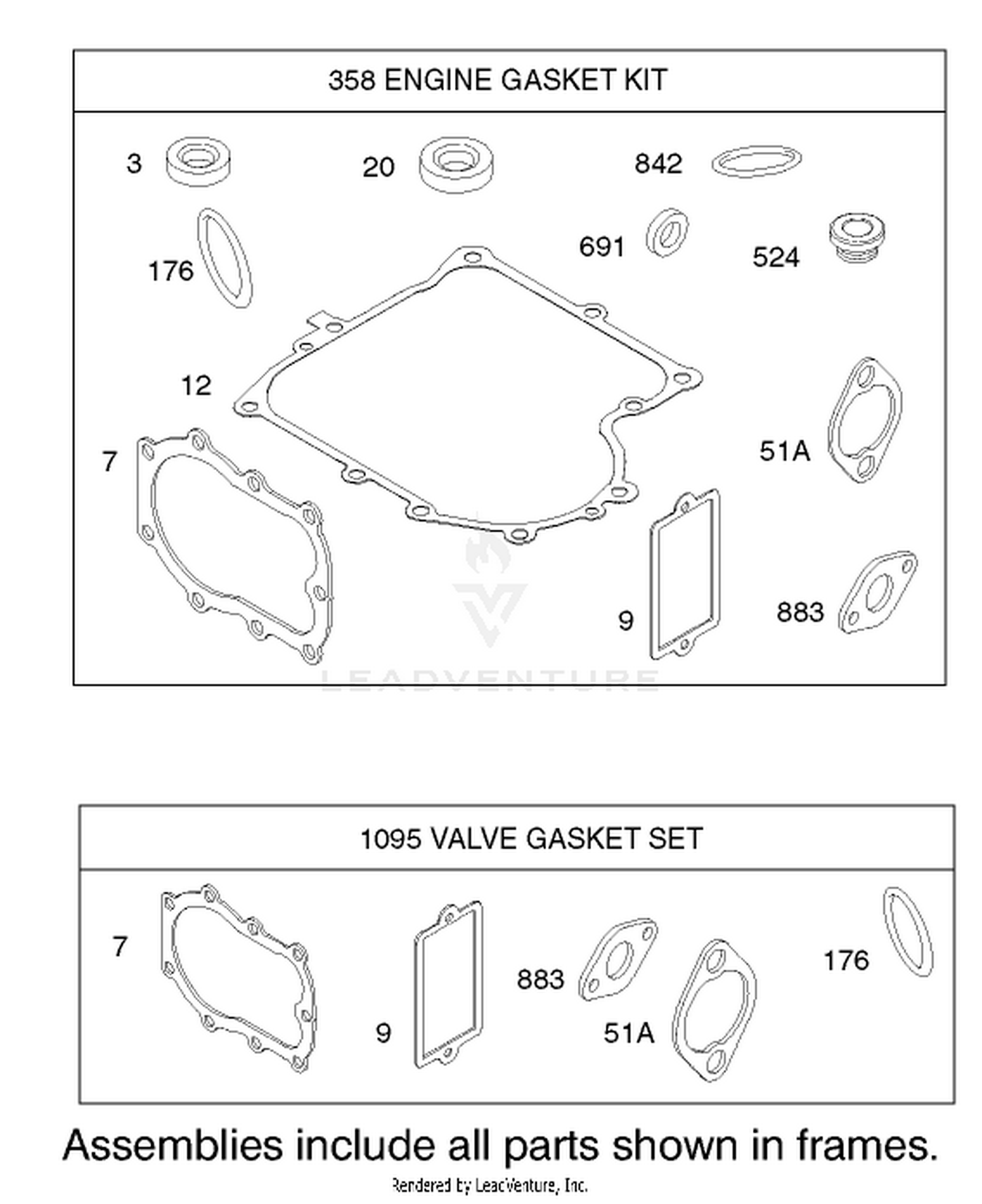 Gasket Assembly Engine Briggs and Stratton Model 28M707-1127-E1