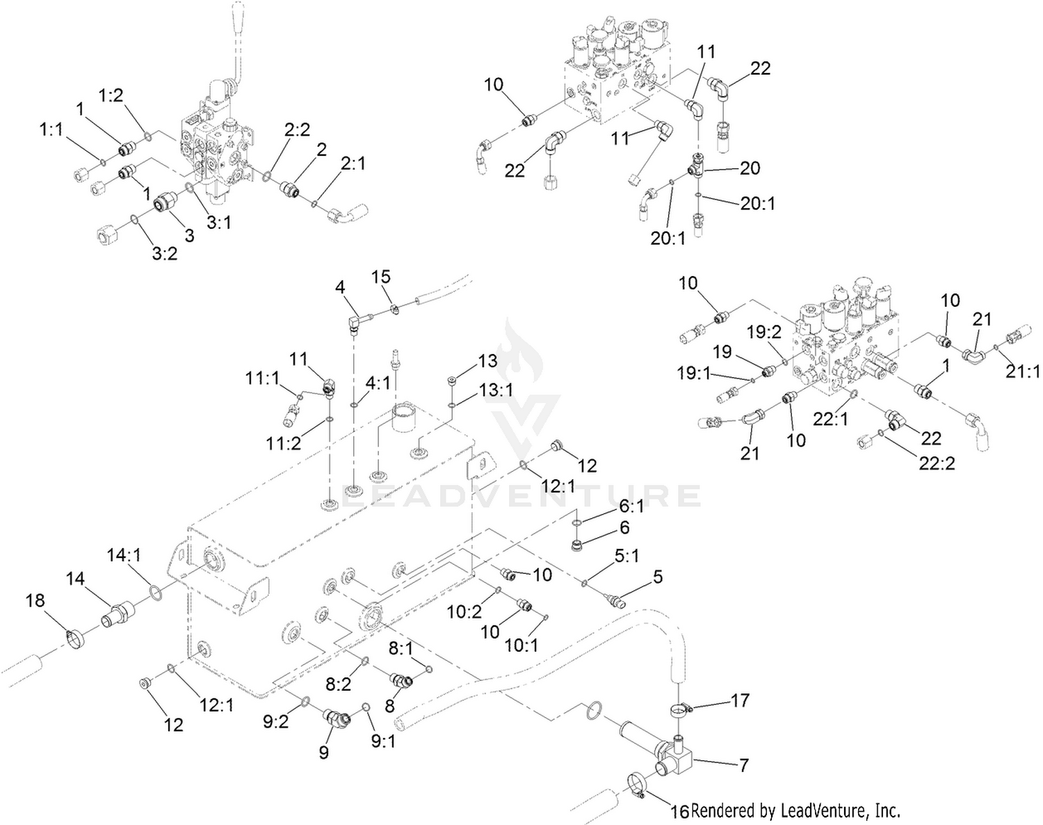 Hydraulic Tank and Auxiliary Valve Fitting Assembly