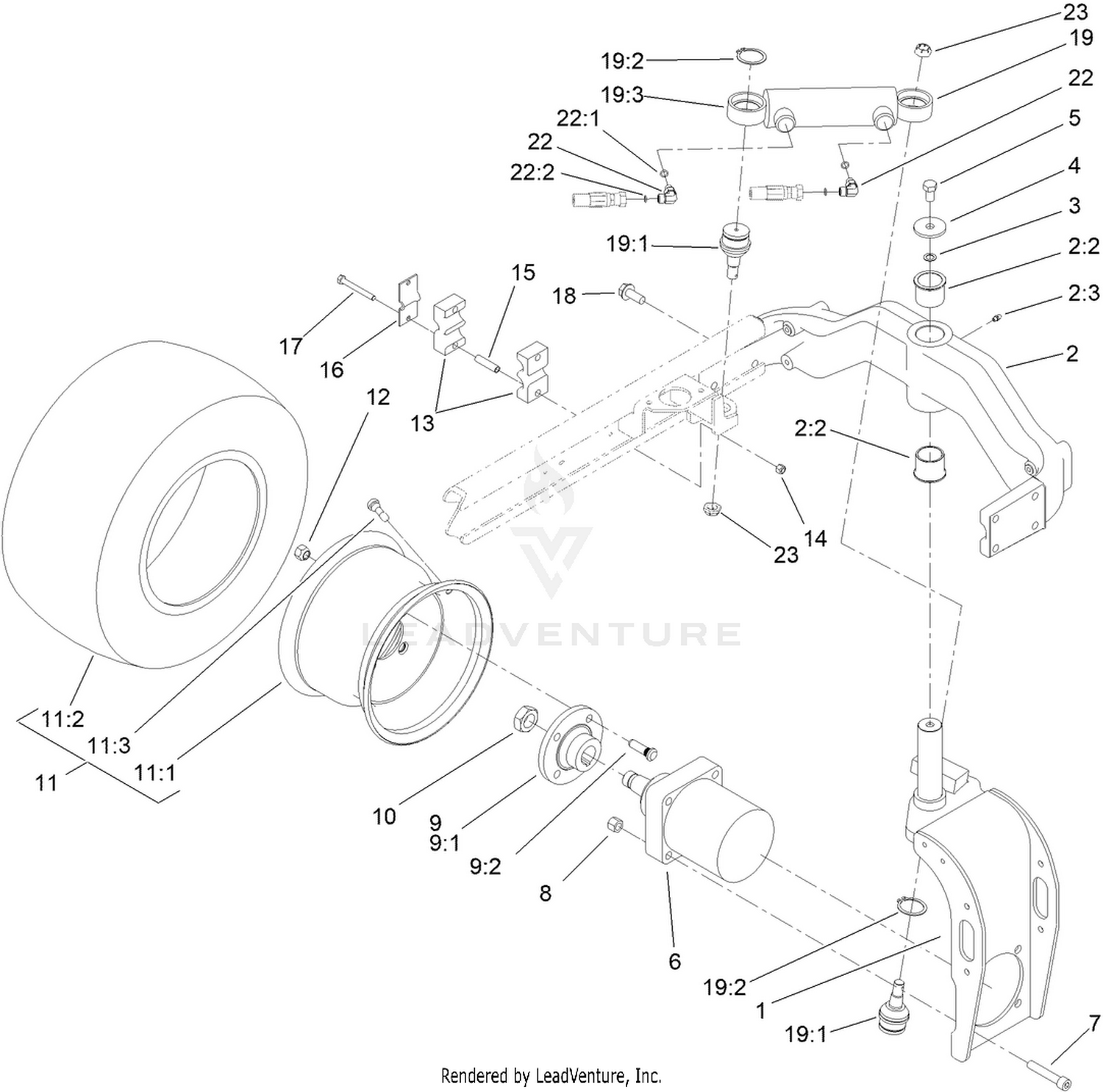 Rear Fork and Tire Assembly