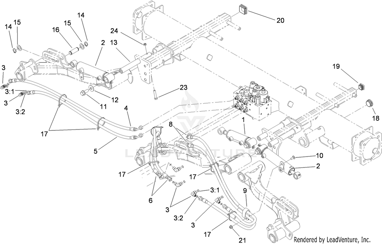 Front Lift Cylinder and Plumbing Assembly