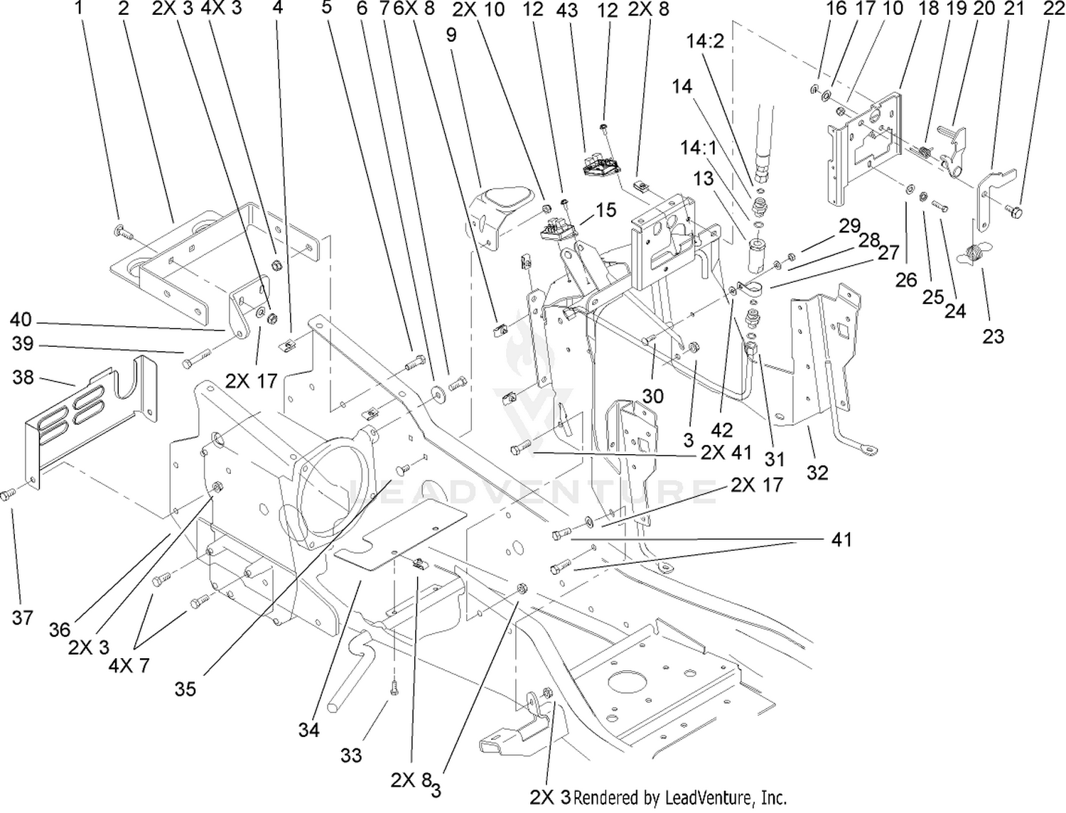 Steering Tower and Fuel Tank Support Assembly
