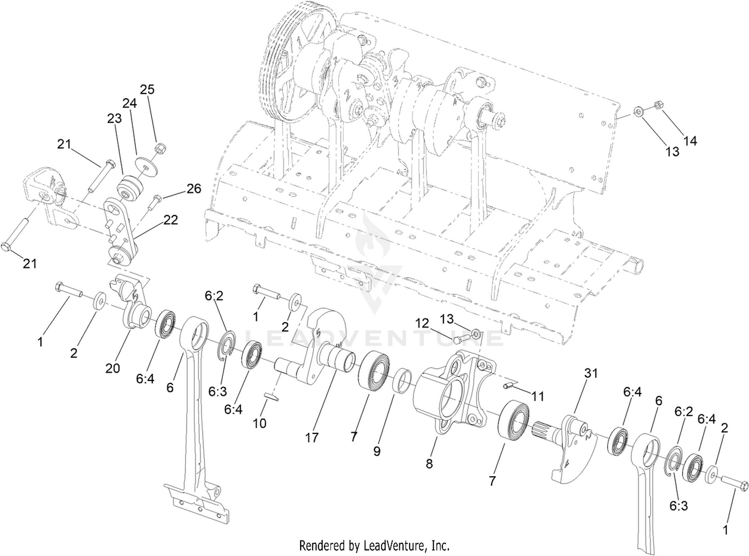 Left Hand No. 5 and No. 6 Crankarm Assembly