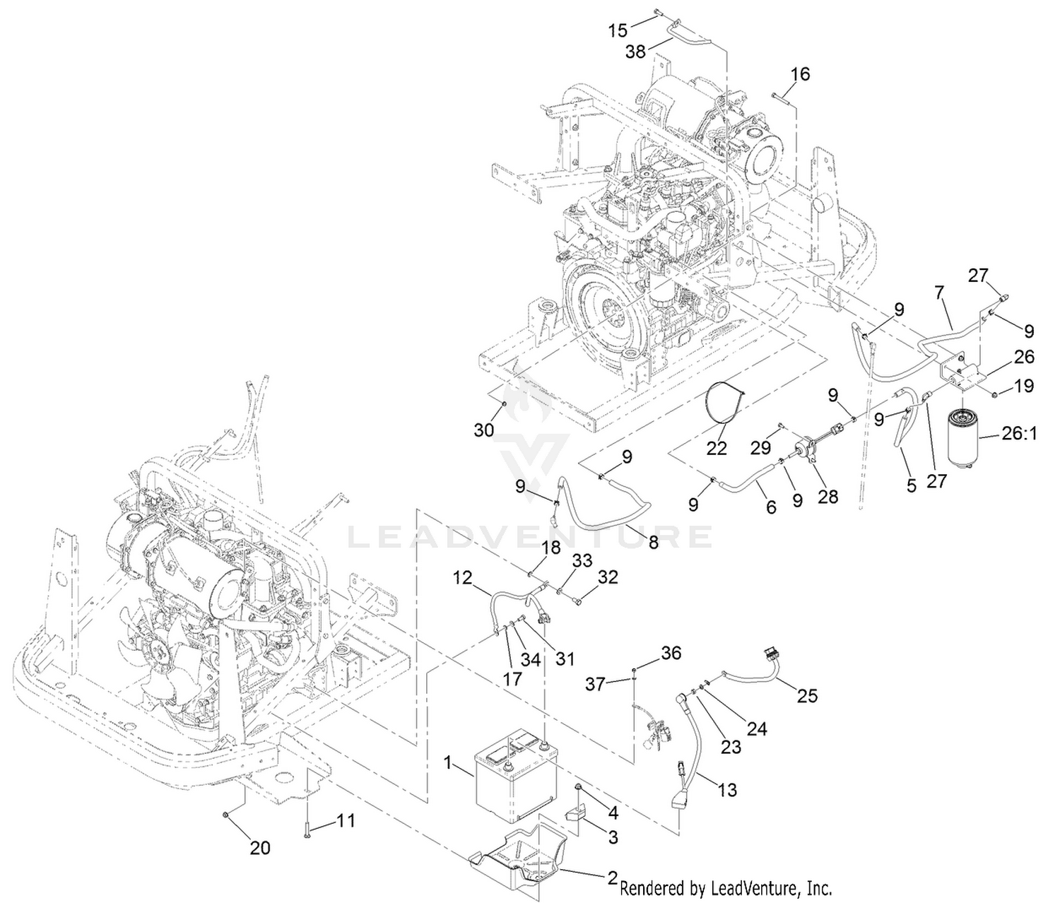 Battery and Fuel Delivery Assembly