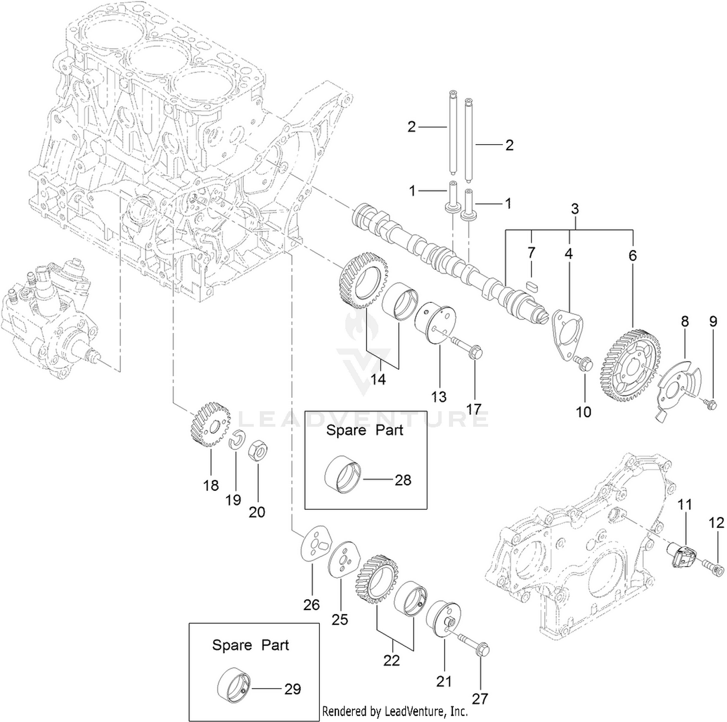 Camshaft and Driving Gear Assembly