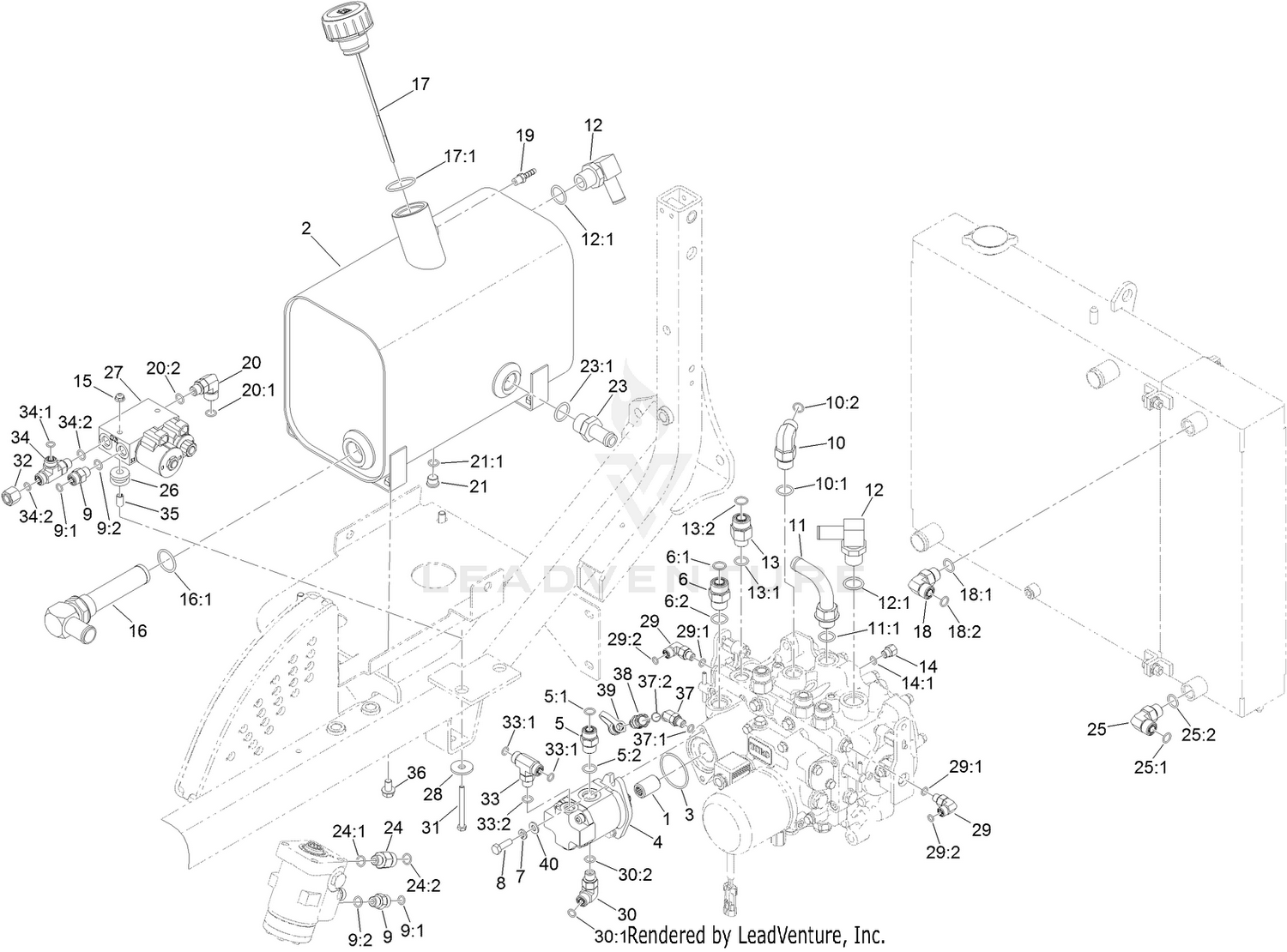 Deck Lift Valve and Hydraulic Fitting Assembly