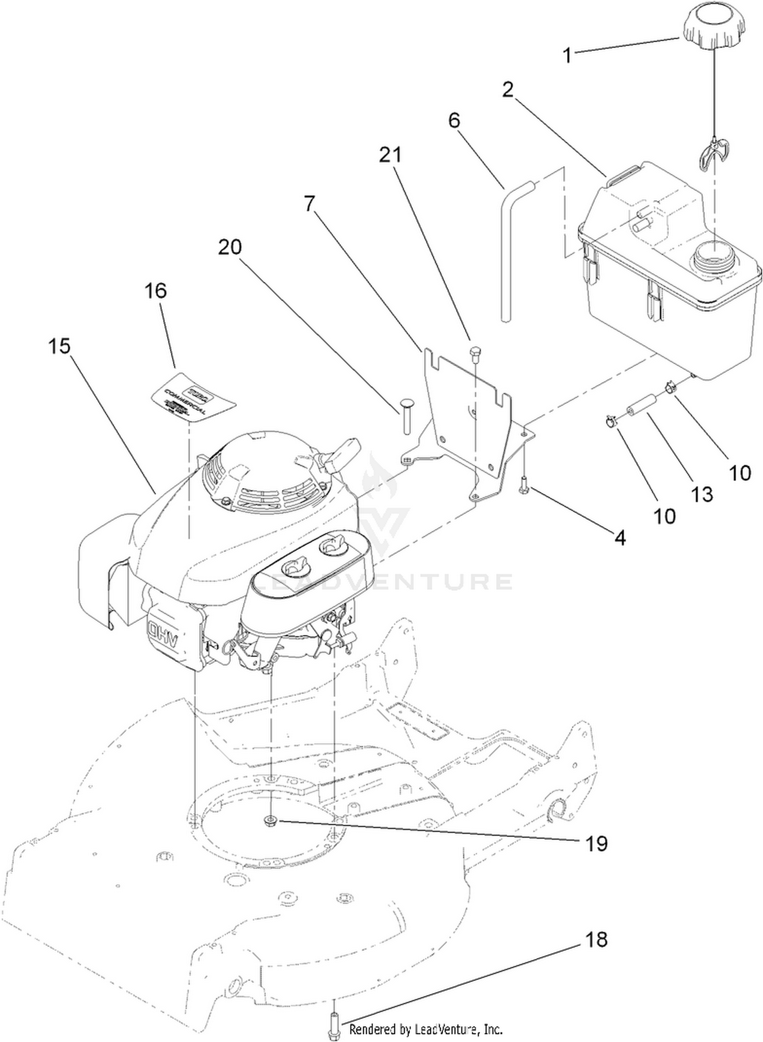 Engine and Fuel Tank Assembly