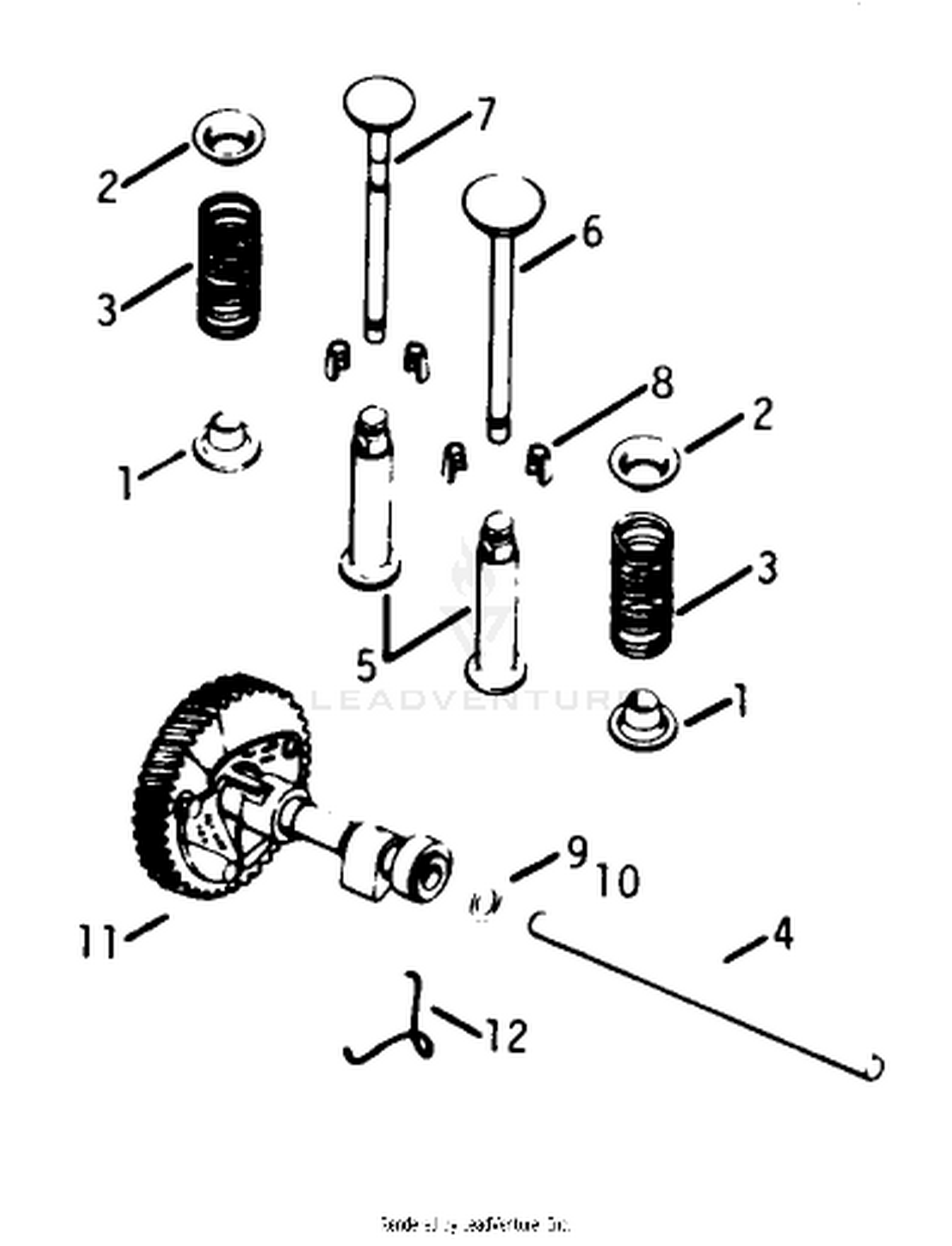 Camshaft  Valves-Engine Kohler Model No. K321s Spec. No. 60434