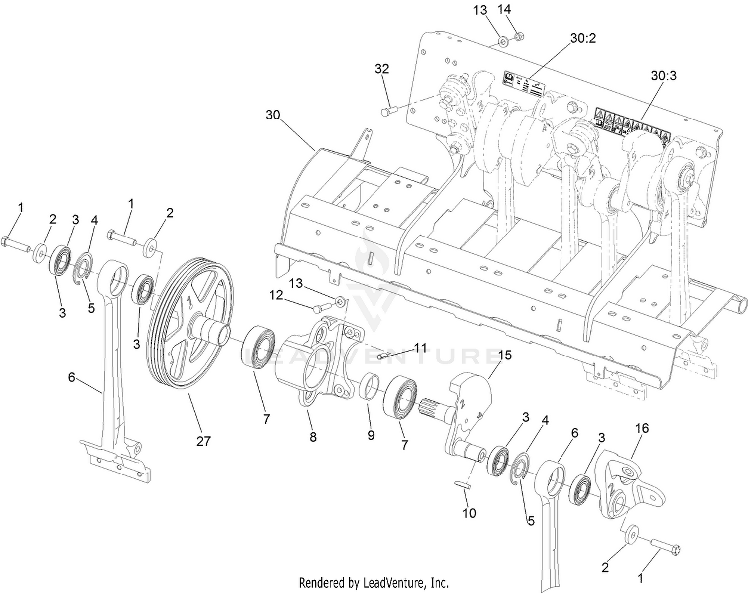 Left Hand No. 1 and No. 2 Crankarm Assembly