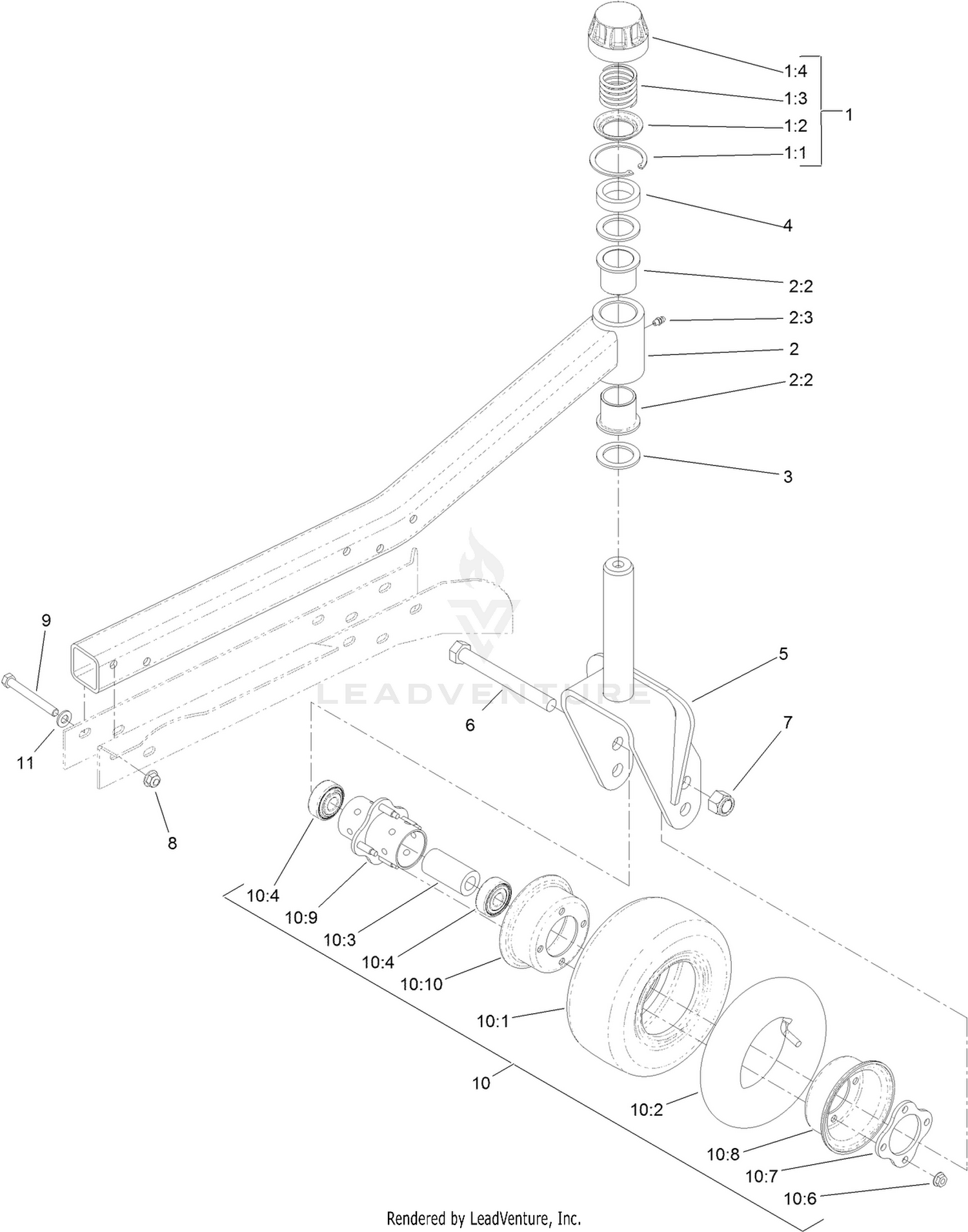 RH and LH Castor Arm and Wheel Assembly