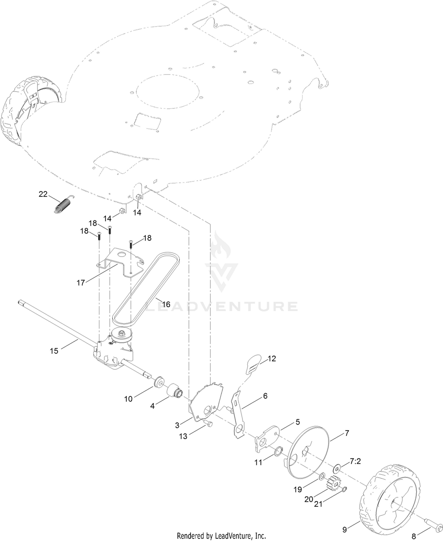 Front Wheel and Height-of-Cut Assembly