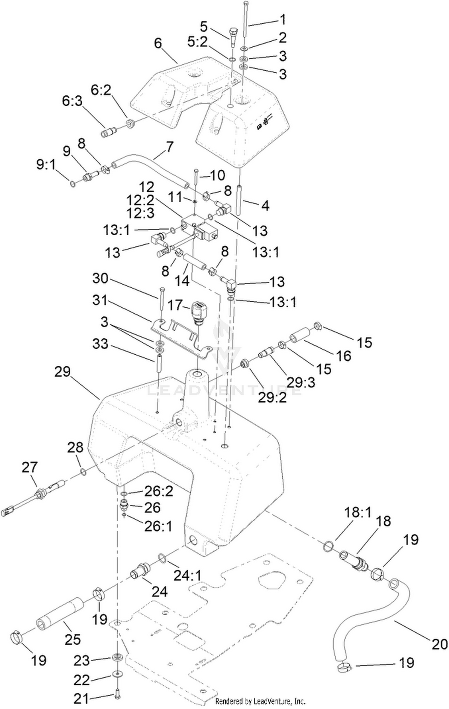 Hydraulic Reservoir and Leak Detector Assembly