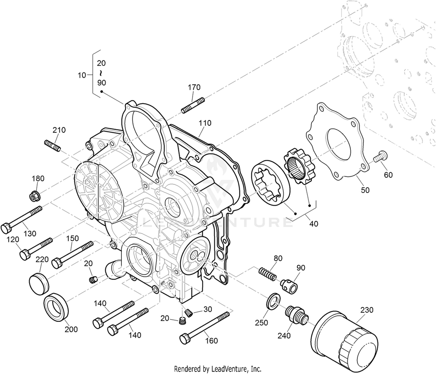 Gear Case and Oil Filter Cartridge Assembly