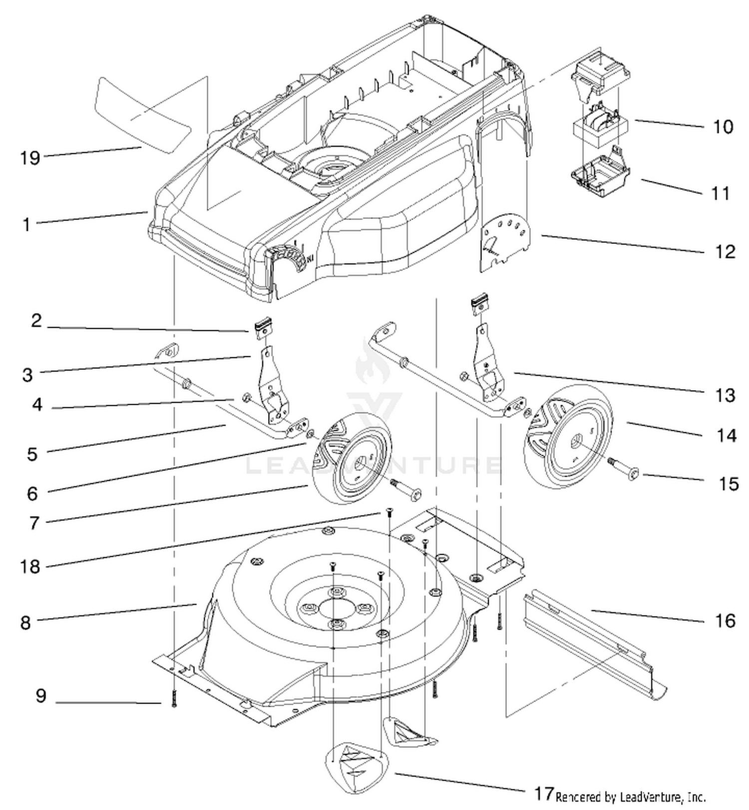 Deck, Liner  Wheel Assembly