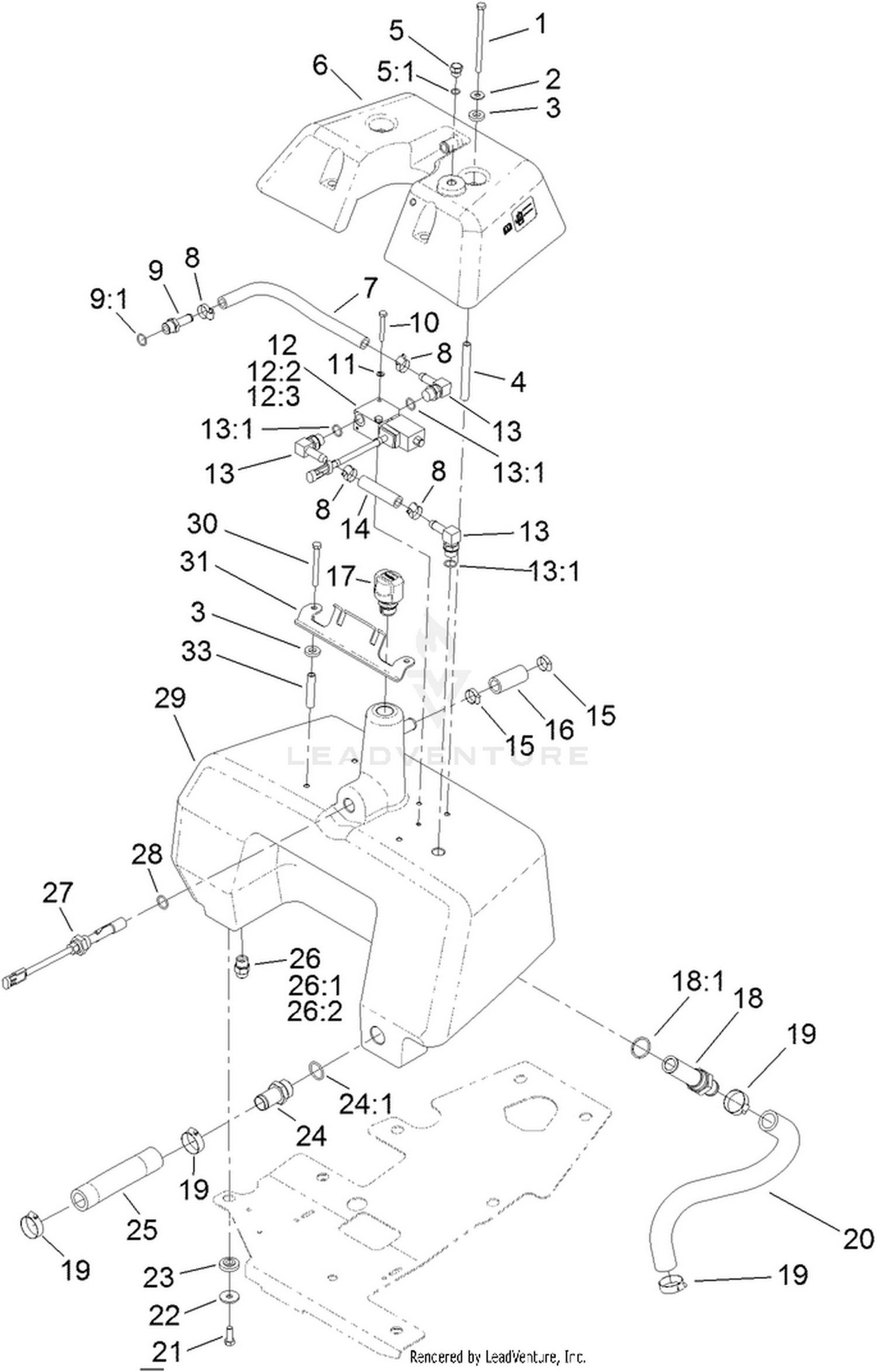 Hydraulic Reservoir and Leak Detector Assembly