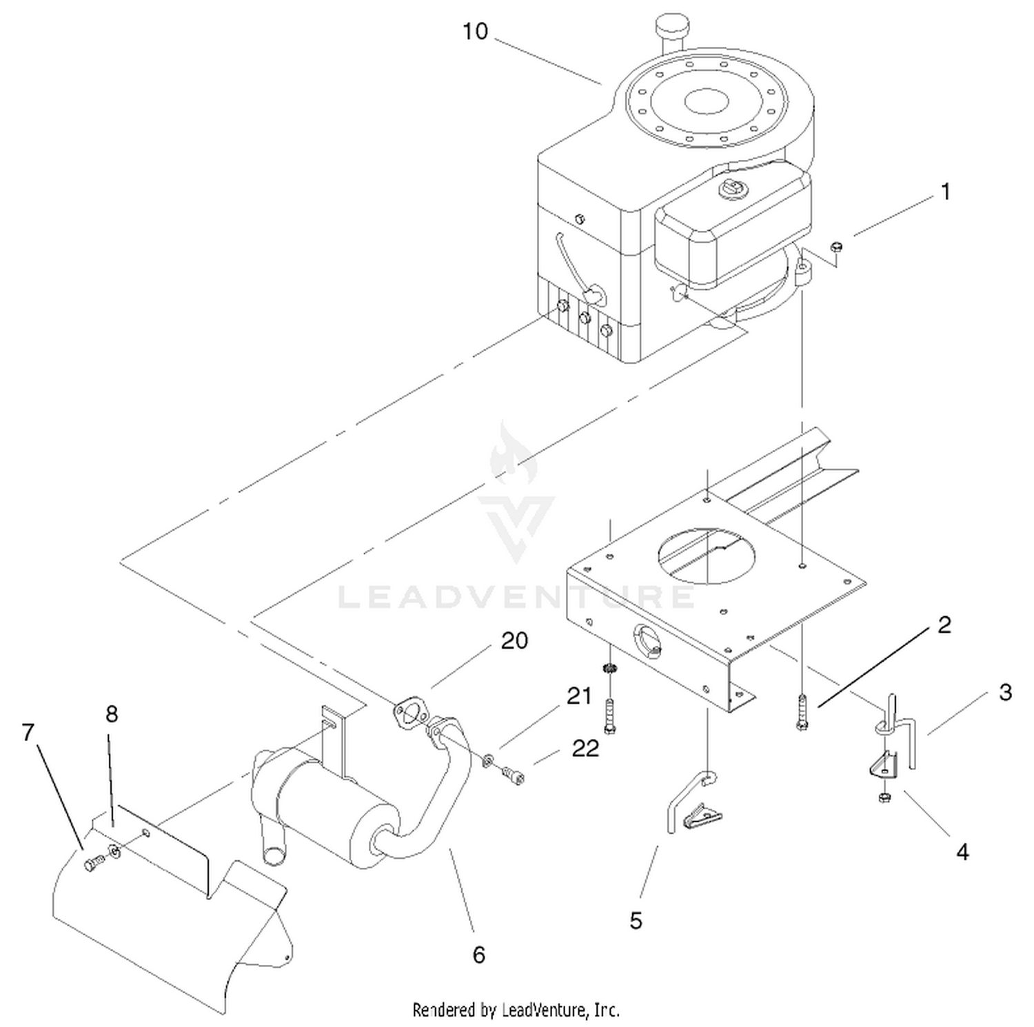 Engine and Muffler Assembly