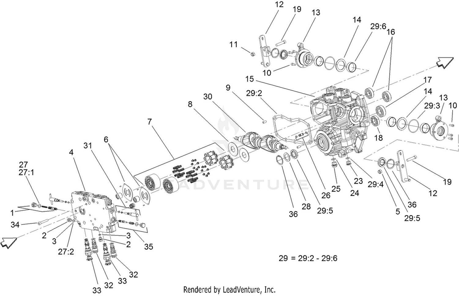Center Section Assembly  Transmission Assembly No. 121-3370