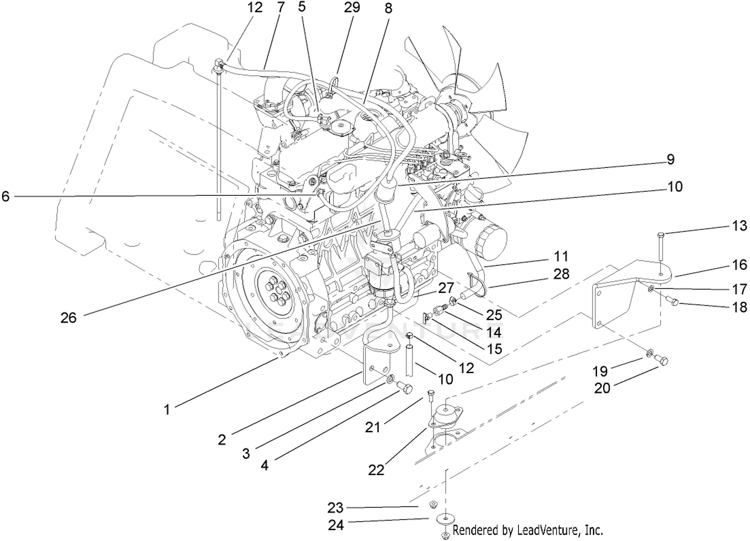 Engine Mount and Fuel Line Assembly