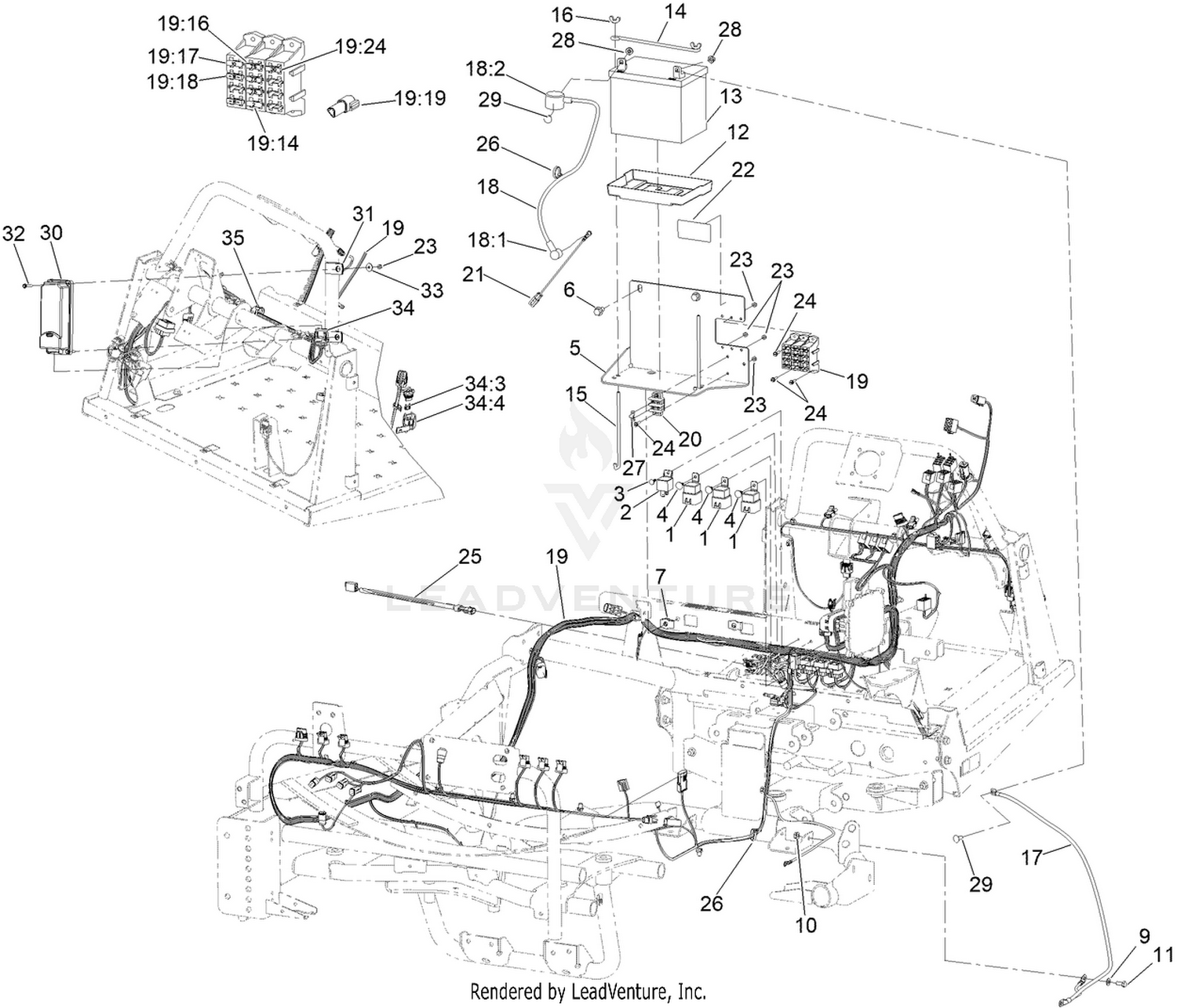 Main Wiring Harness and Battery Assembly