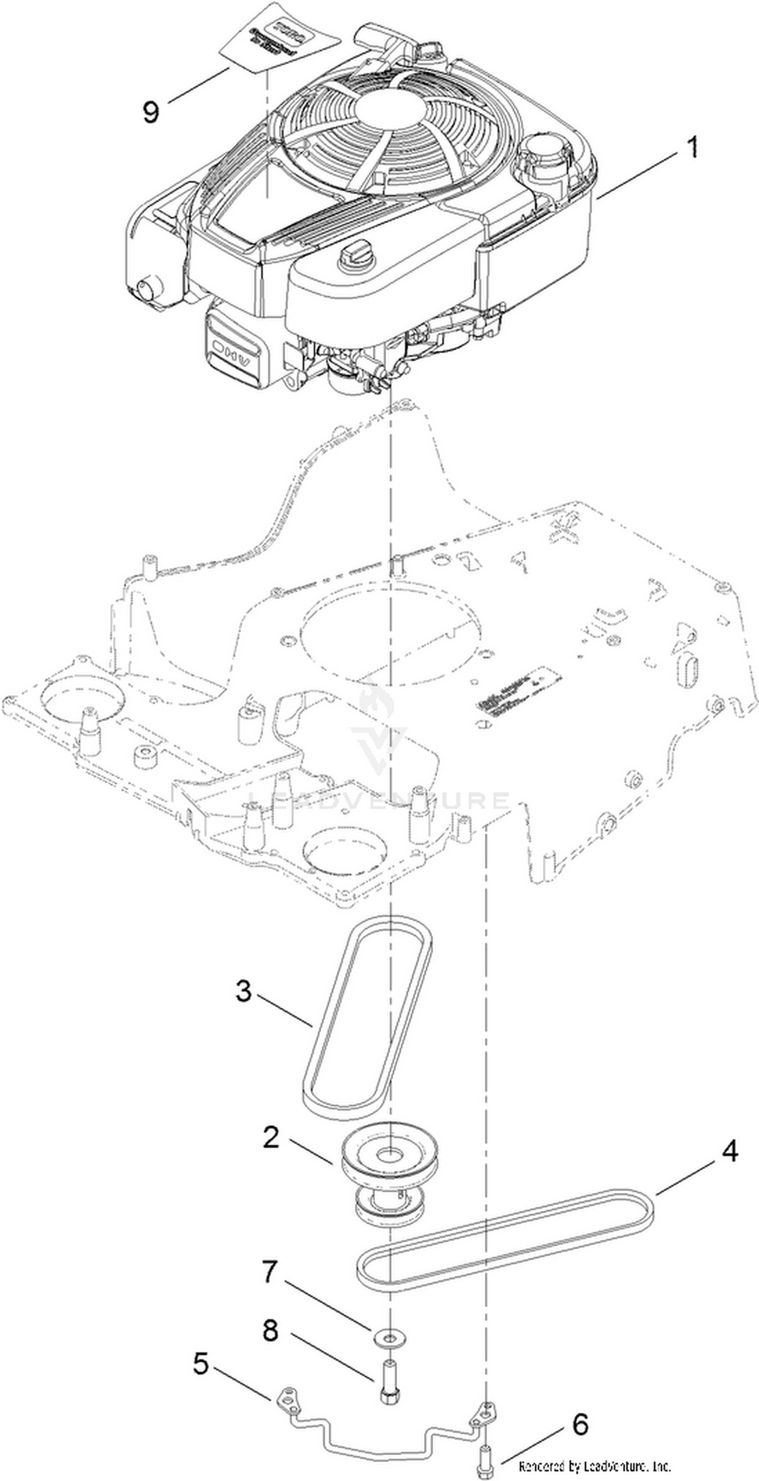 Engine and Pulley Assembly