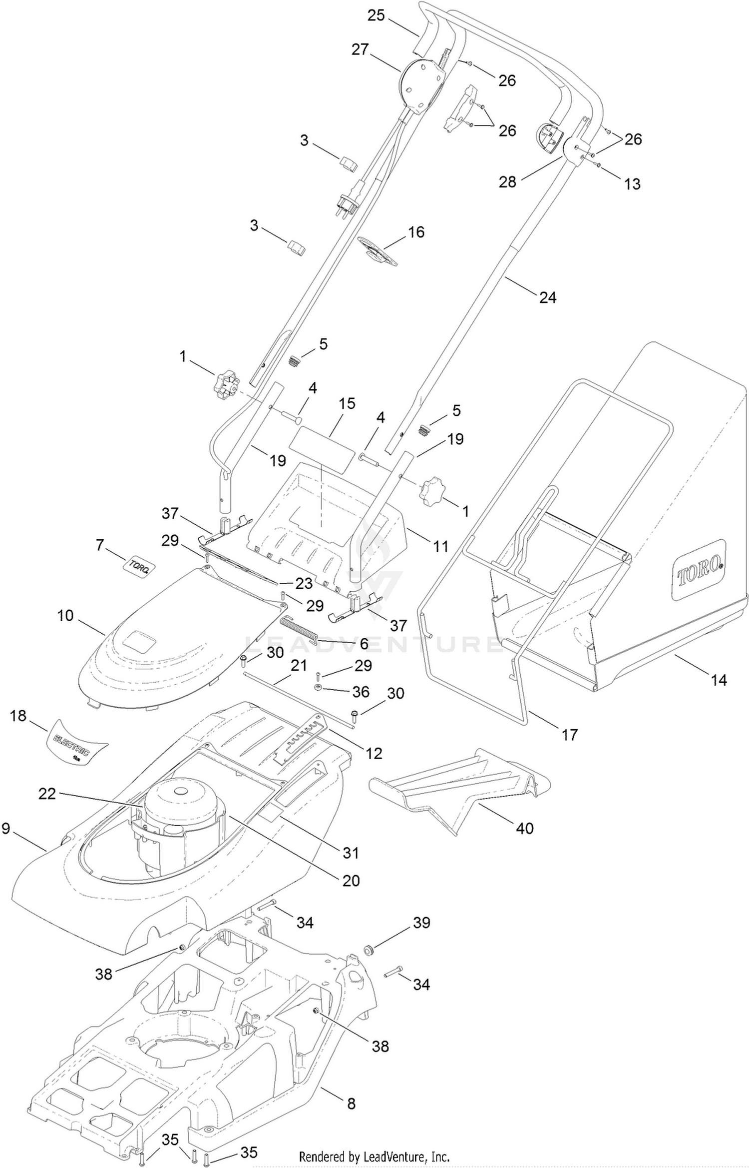 Handle, Cover and Grassbag Assembly