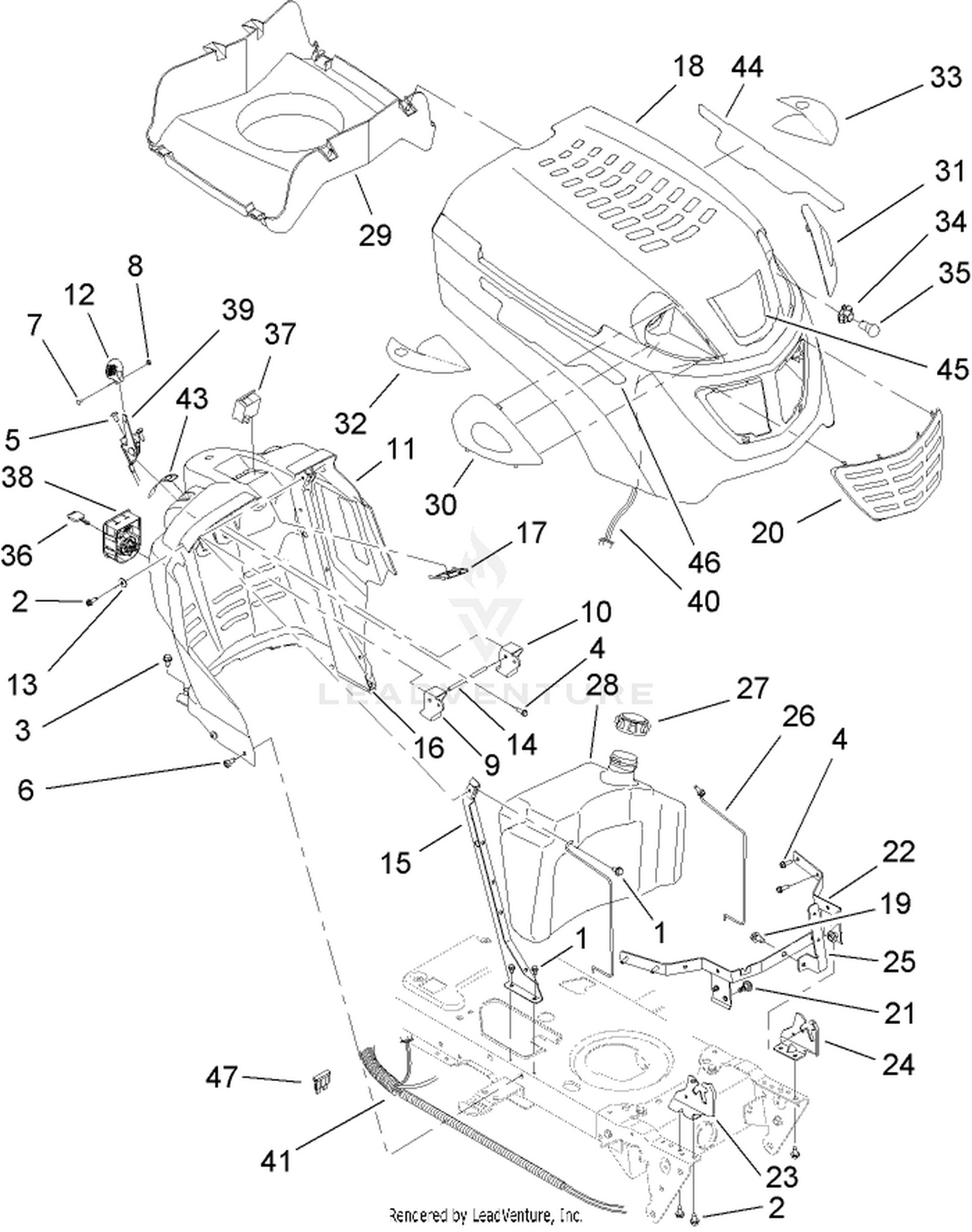 Fuel Tank and Hood Assembly