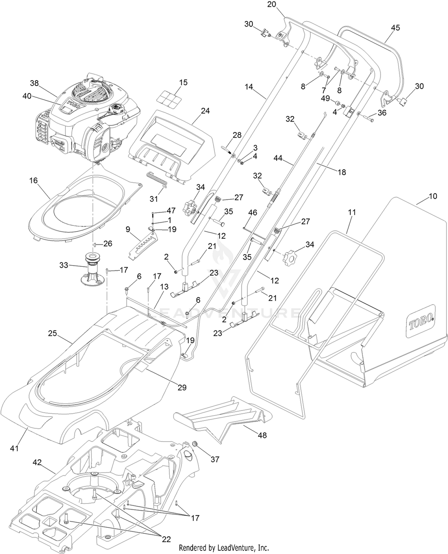 Engine, Chassis, Handle and Bag Assembly