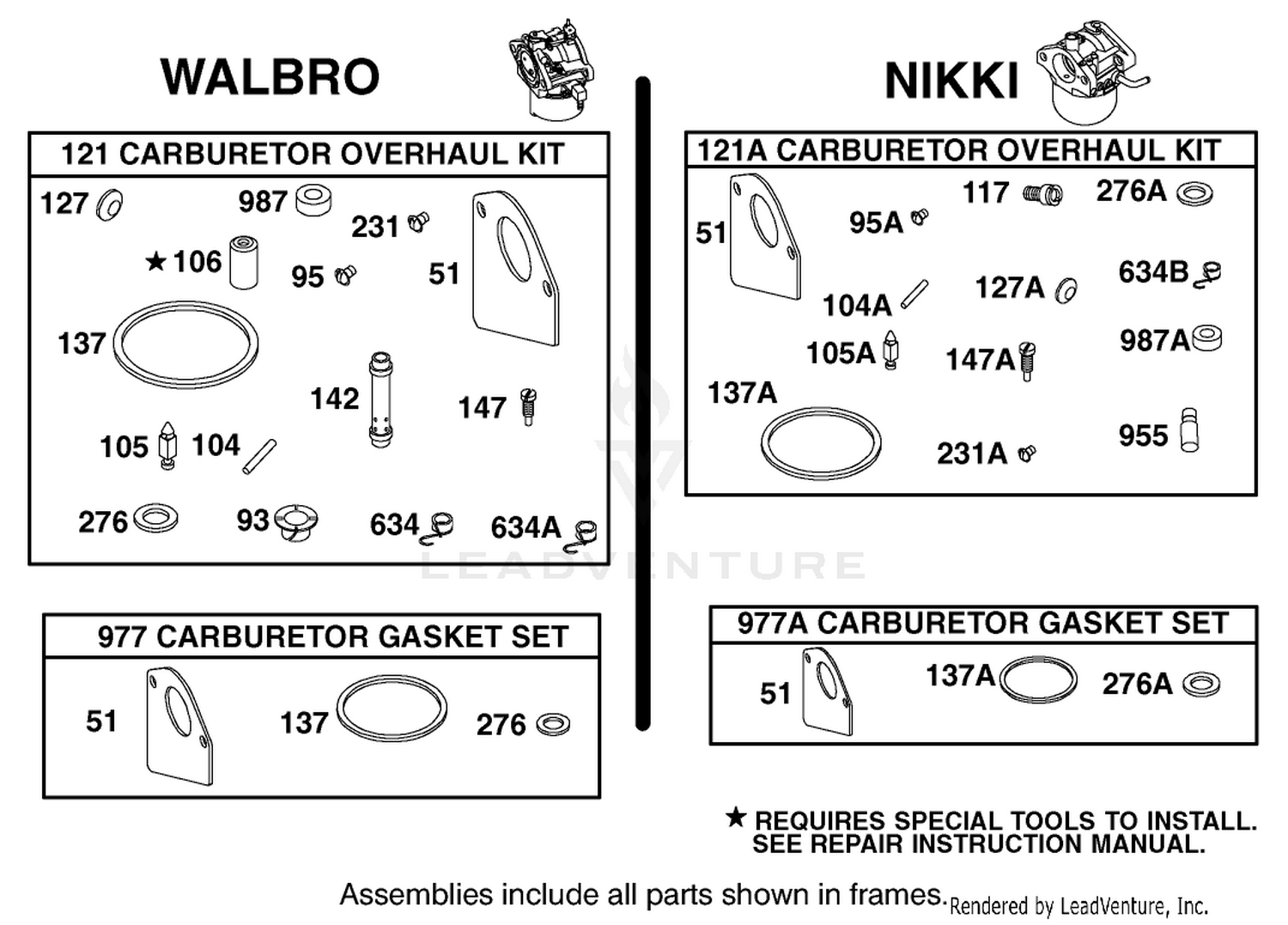 Carburetor Overhaul Kit Assembly Engine Briggs And Stratton Model 288707-1142-E1