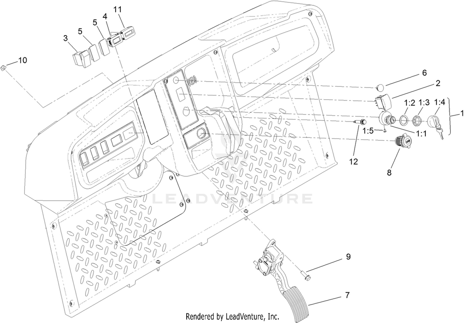 Accelerator Pedal and Key Switch Assembly