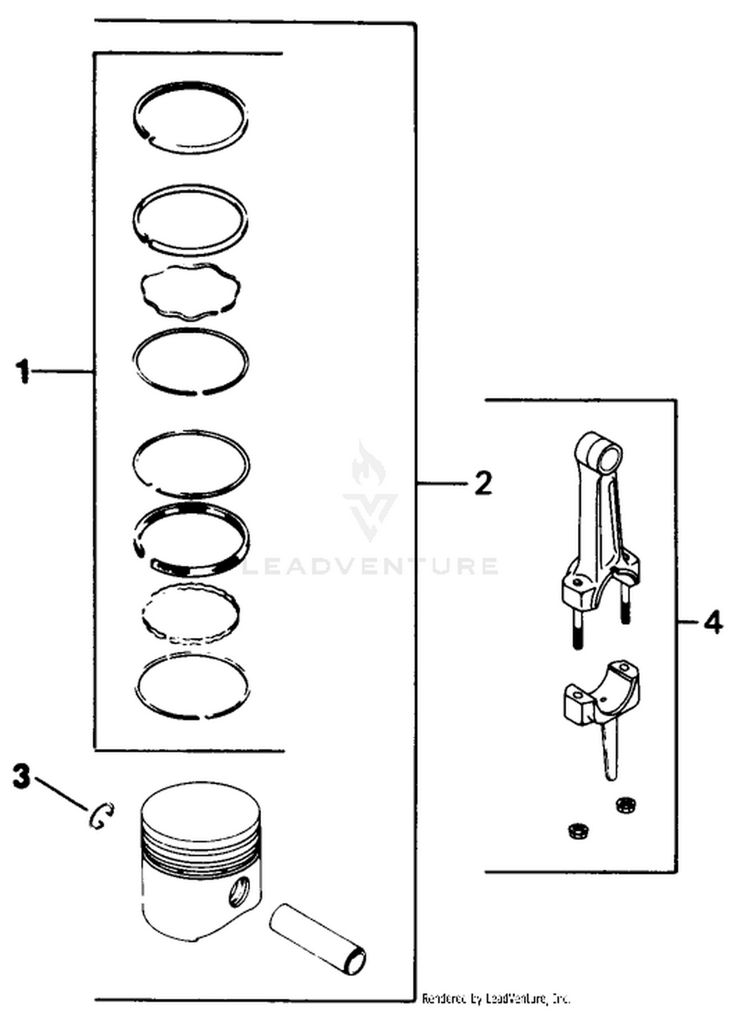 Piston  Rod-Engine Assembly-Kohler Model No. M16s 711533 (continued)
