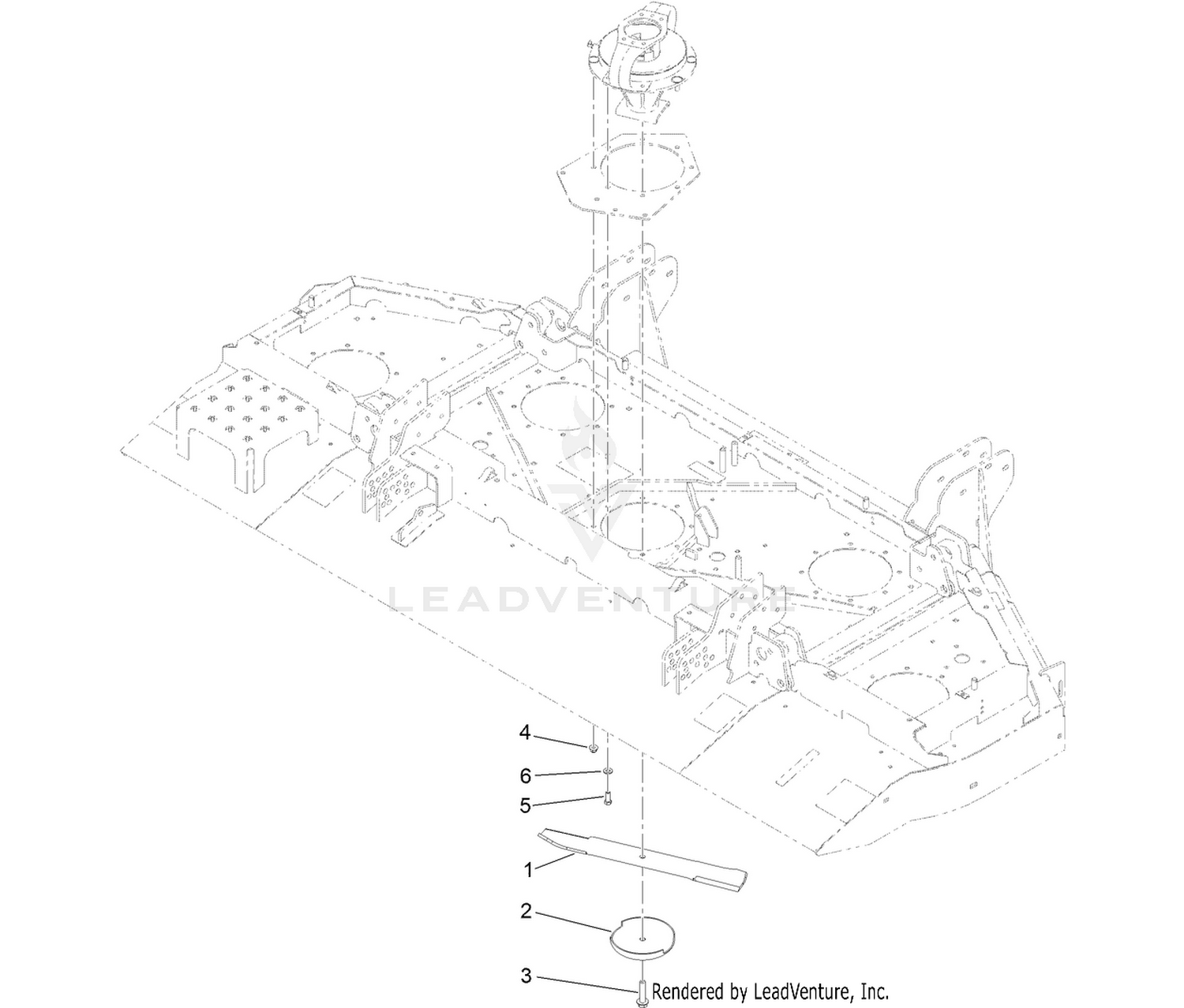 Center Front Deck Spindle and Blade Assembly