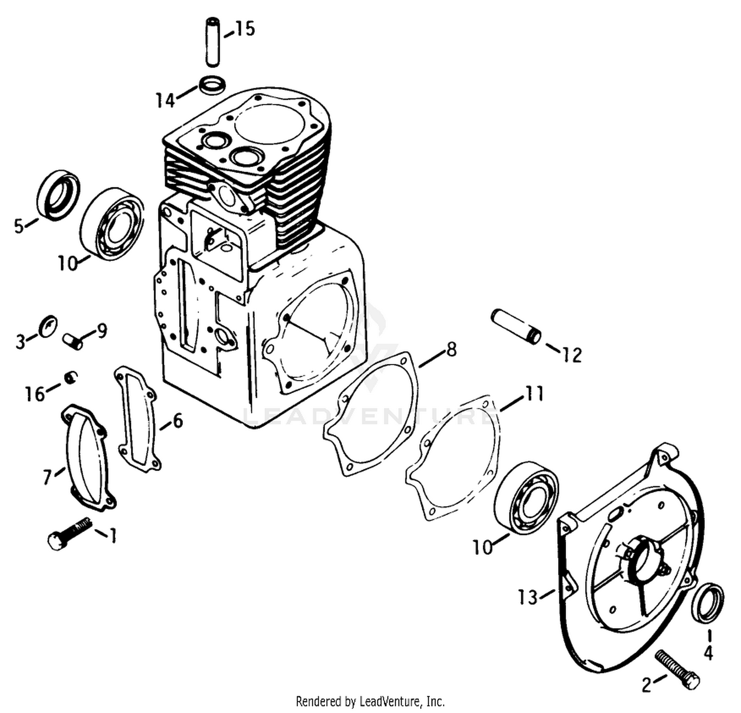 Crankcase-Engine Kohler Model No. K321s Spec. No. 60434 (continued)