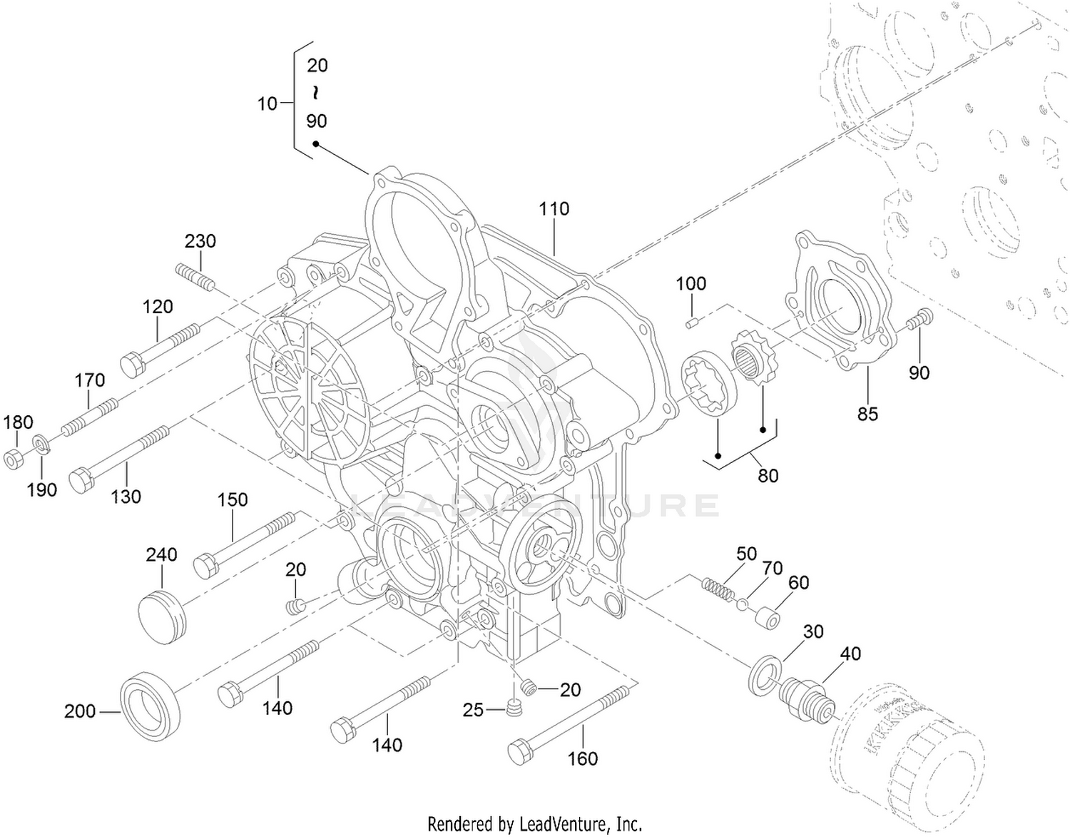 Gear Case amd Oil Filter Cartridge Assembly