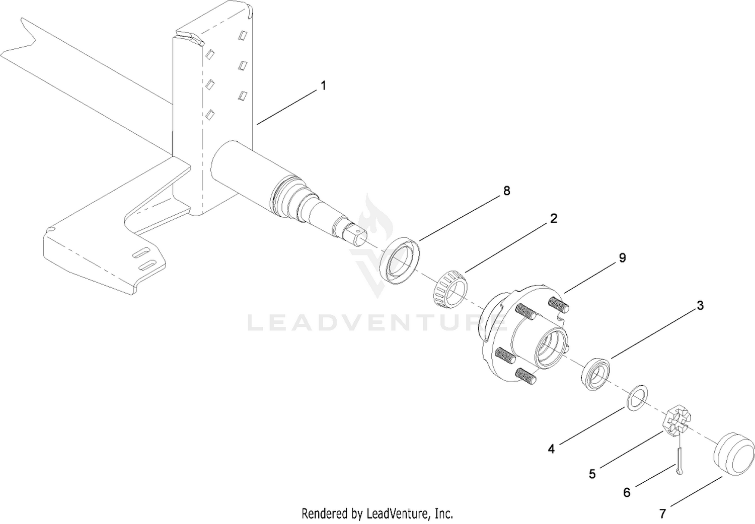 Axle and Hub Assembly No. 114-3867