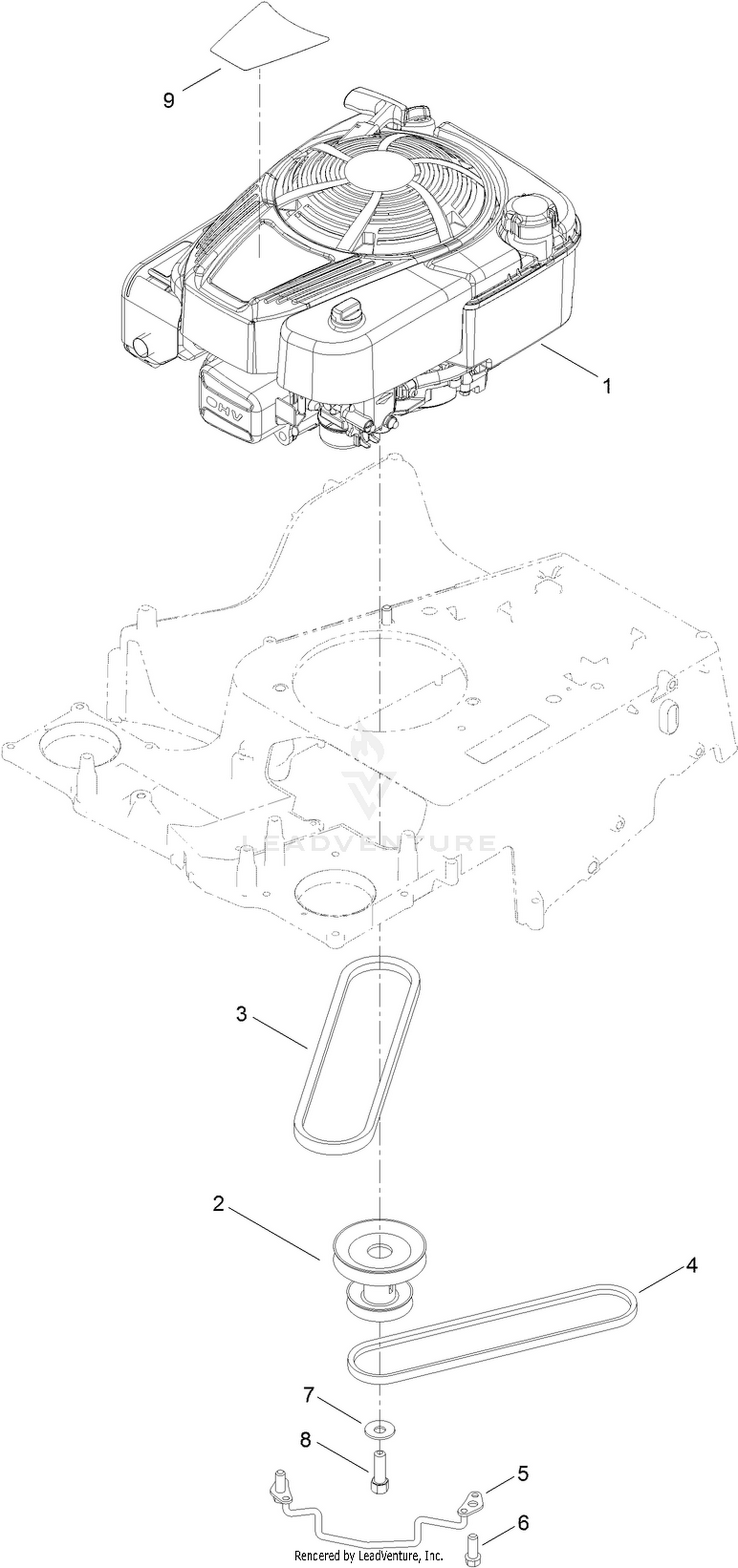 Engine and Pulley Assembly