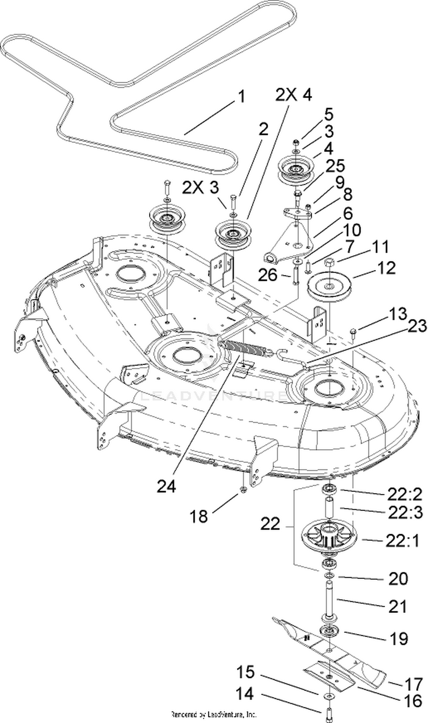 50in Deck Spindle and Belt Drive Assembly