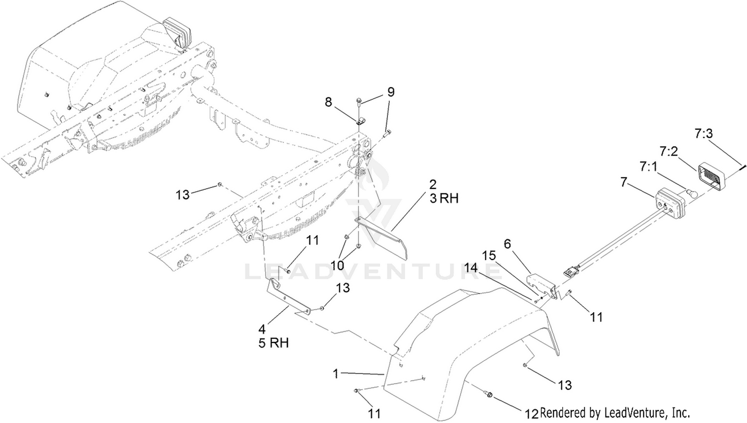 Rear Tail Light and Fender Assembly