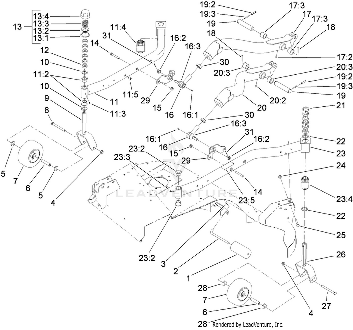 Lift Arm and Caster Arm Assembly