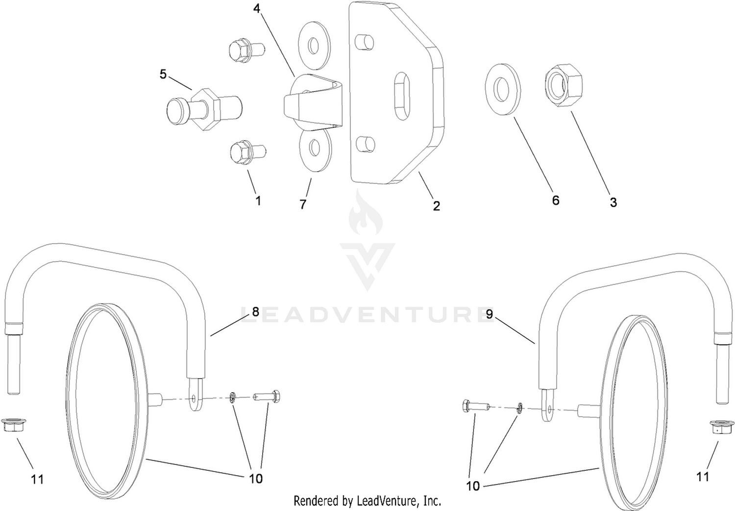 Door Striker and Mirror  Cab Assembly