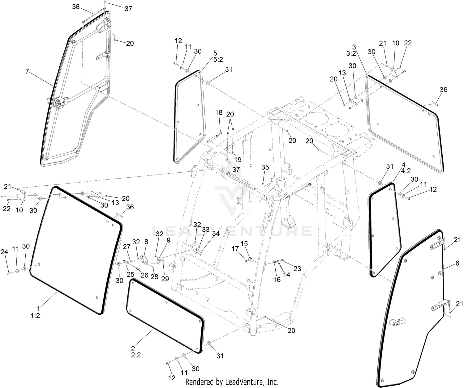 Window and Door Assembly  For Cab Model Only