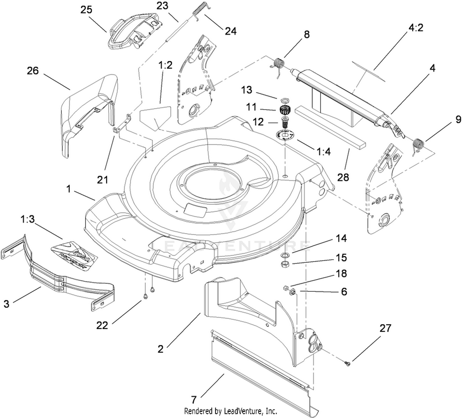 Deck, Side Chute and Rear Door Assembly