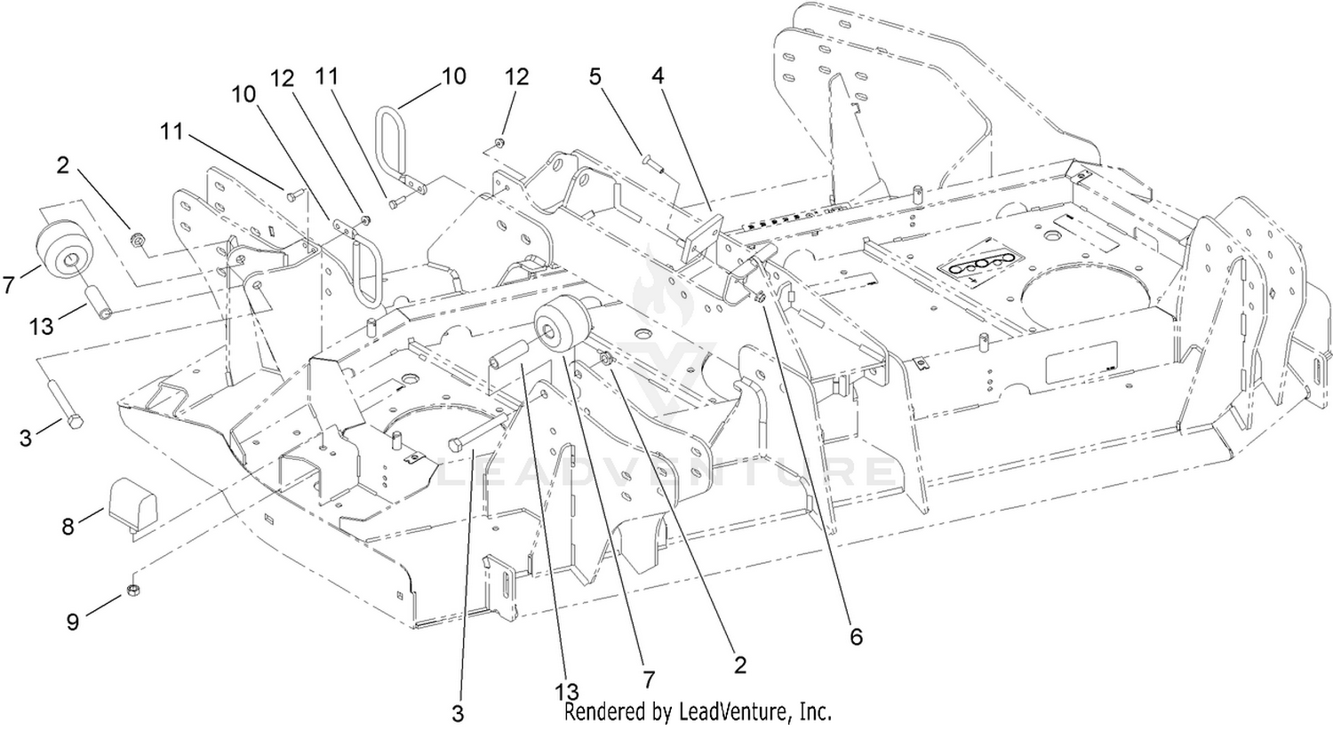 Left Deck  Stop and Hose Guide Assembly
