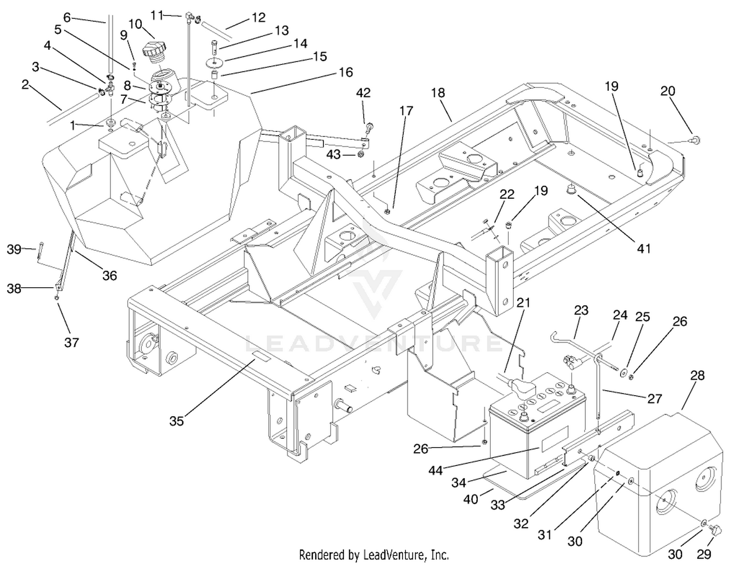 Frame, Fuel Tank and Battery Assembly