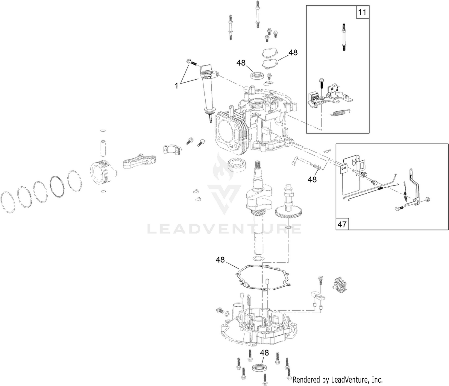 Dipstick, Brake and Governor Arm Assembly