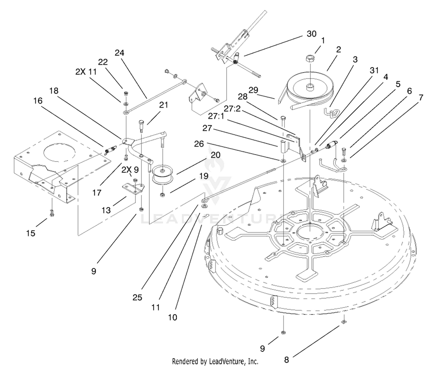 32" Deck Blade Drive  Braking Components Assembly