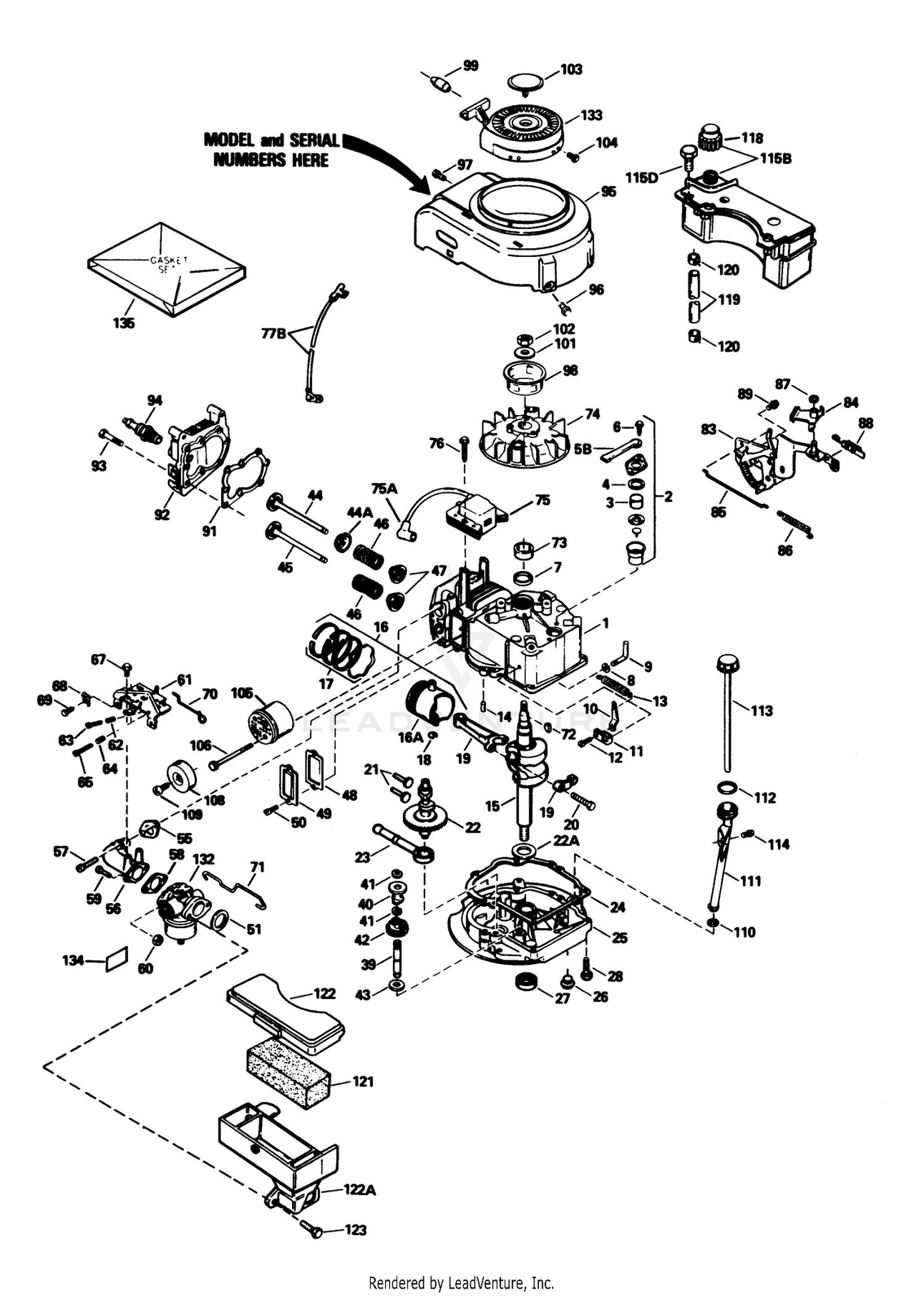 Engine Tecumseh Model No. Tvs100-44016b