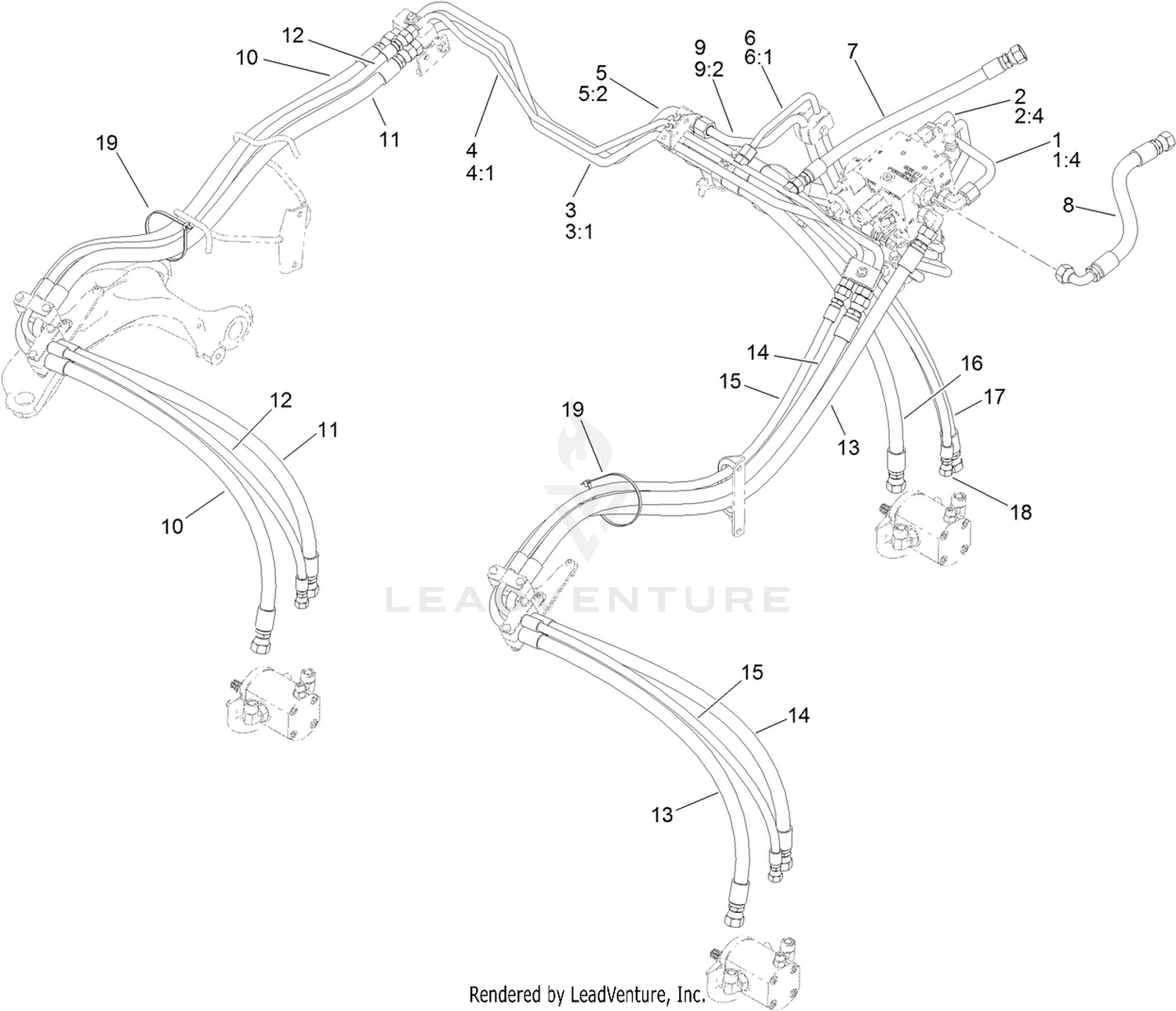 Hydraulic Mow  Hose Routing Assembly