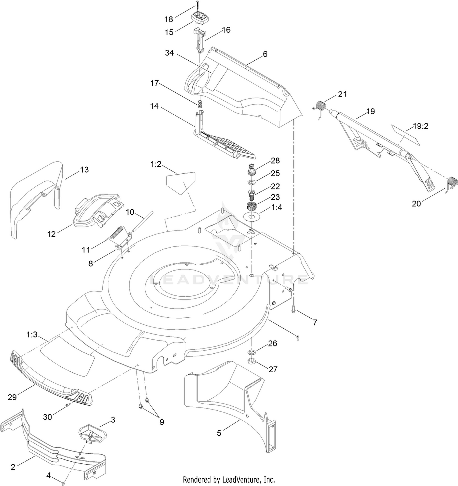 Deck, Side Chute and Rear Door Assembly