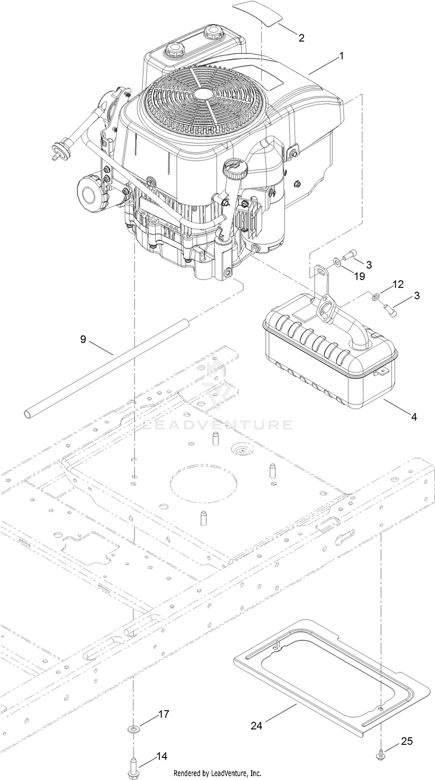 Engine and Muffler Assembly